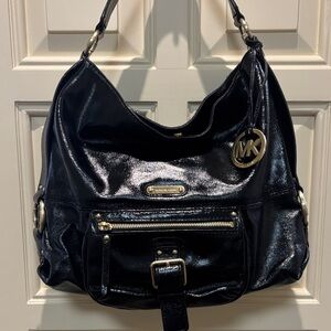 Like new Michael Kors, black patent leather handbag